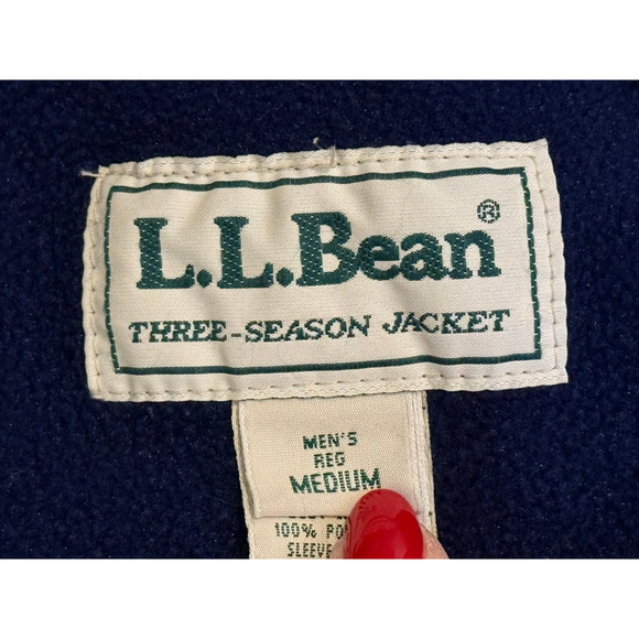 Vintage 90s L.L.Bean Three-Season Jacket Mens Gray Full Zip Fleece Lined Sz M - Picture 9 of 9